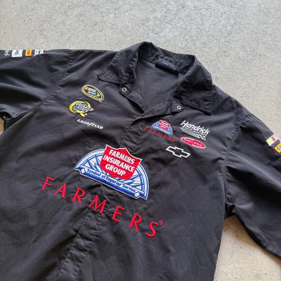 Men's Chase Authentics Kasey Kahne NASCAR Black Pit Crew Team Snap Shirt Sz XL - Picture 7 of 7